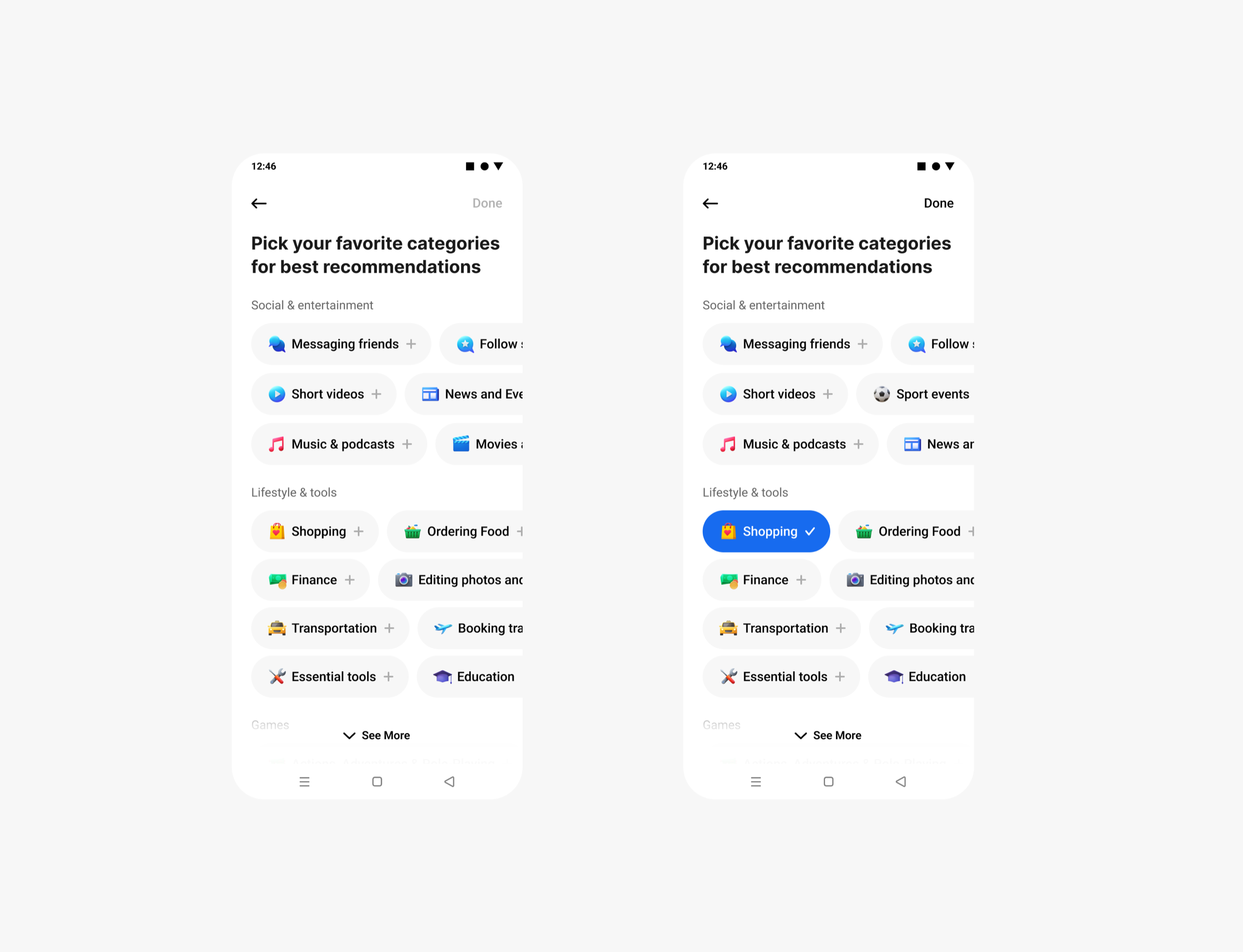 Sanitized screen of the single-page survey with all app categories combined